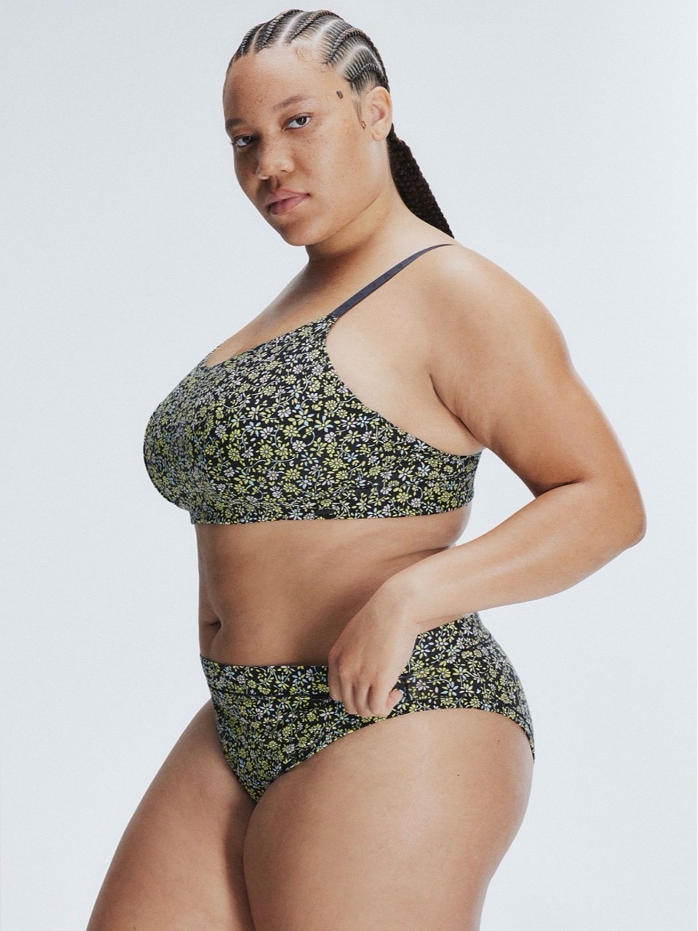 Savage X Fenty Black Floral Cotton Essentials Classic Scoop-Neck Bralette Sz 1X